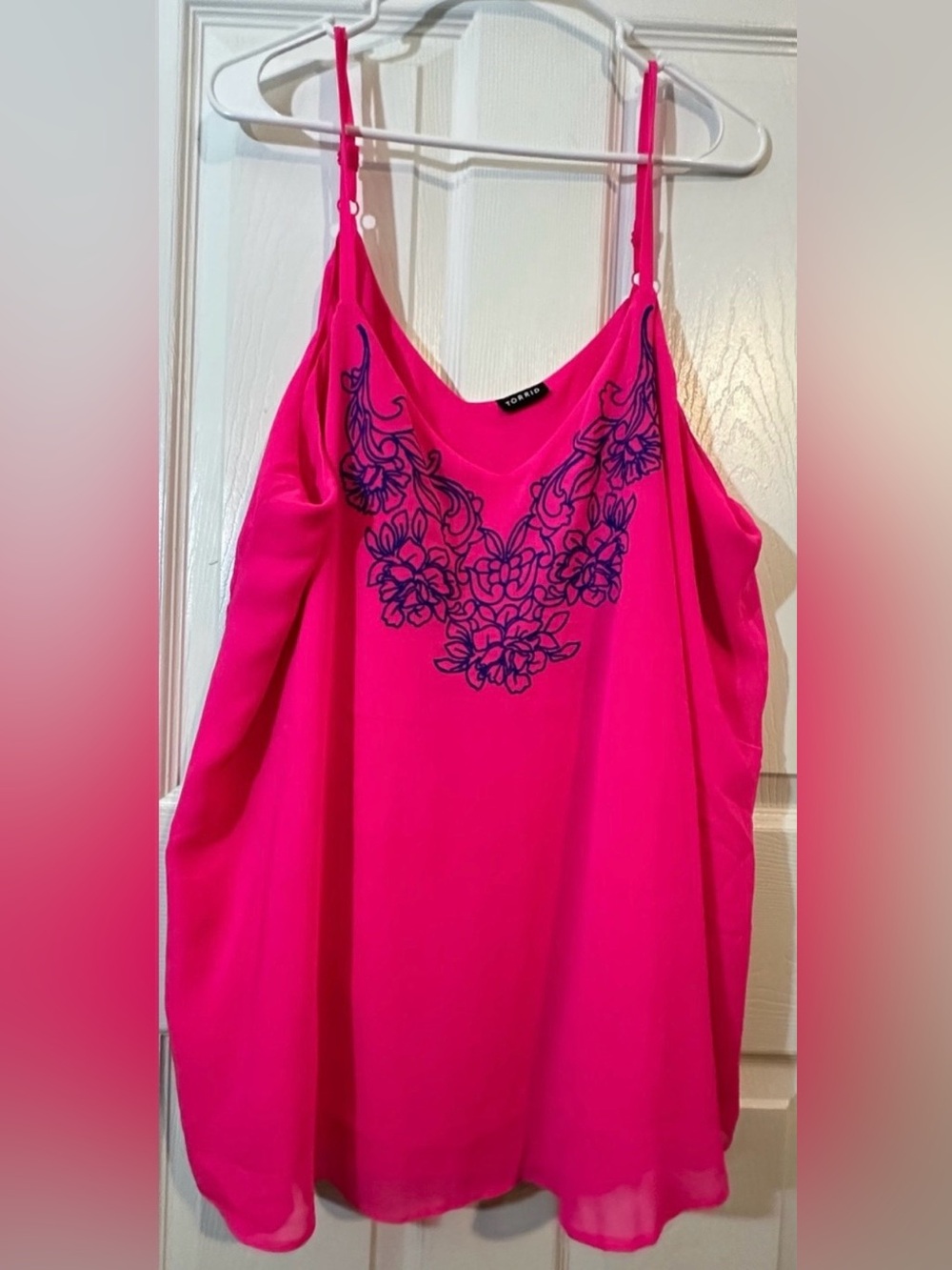 Hot Pink embroidered Tank